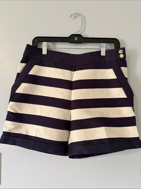 H&M Navy and Cream Striped Bermuda Shorts